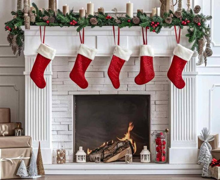 SKARPETA ŚWIĄTECZNA CZERWONA CEKINY 