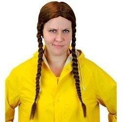 PERUKA W KOLORZE BRĄZOWYM Z WARKOCZAMI