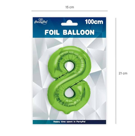 BALON FOLIOWY 100 CM CYFRA 8 ZIELONY