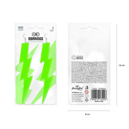 KOLCZYKI BŁYSKAWICE PIORUNY ZIELONE