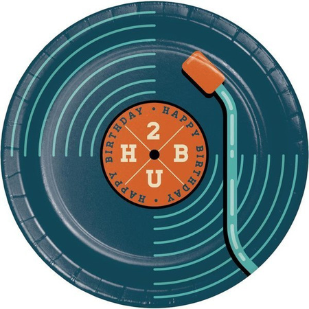 TALERZYKI PAPIEROWE HIPSTER BIRTHDAY 18cm, 8 szt.