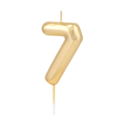 ŚWIECZKA URODZINOWA CYFRA 7 ZŁOTA POŁYSK 6 CM