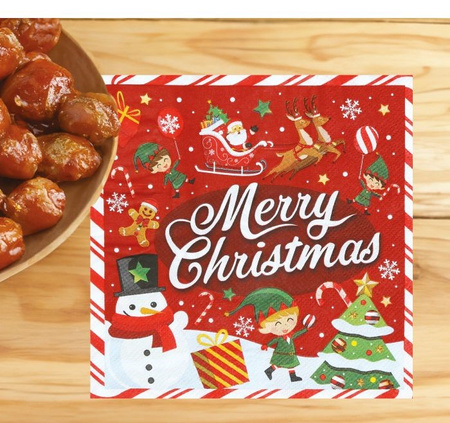 SERWETKI PAPIEROWE MERRY CHRISTMAS ELF 33 CM 20 SZT.