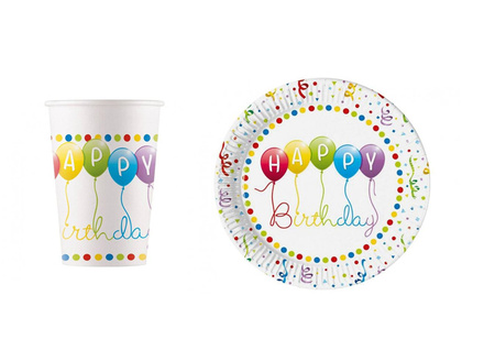 ZESTAW HAPPY BIRTHDAY TALERZYKI+KUBECZKI				