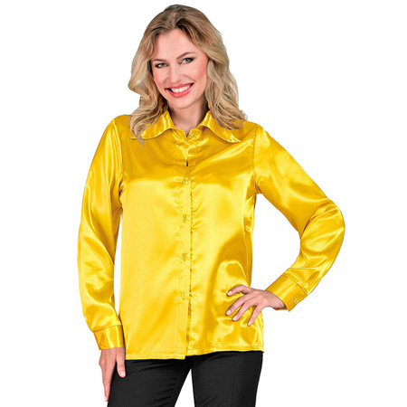KOSZULA DAMSKA SATYNOWA ŻÓŁTA