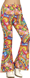 SPODNIE DAMSKIE LATA 70 KOLOROWE KWIATY