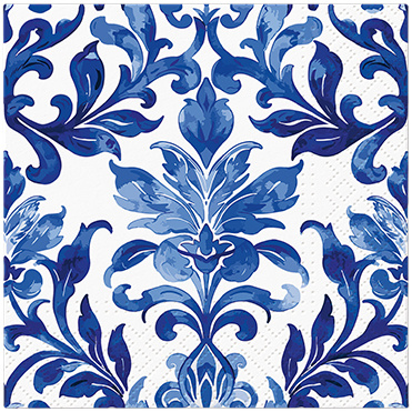 SERWETKI PAPIEROWE 20 SZT BIAŁE MOZAIKA NIEBIESKA 25 CM