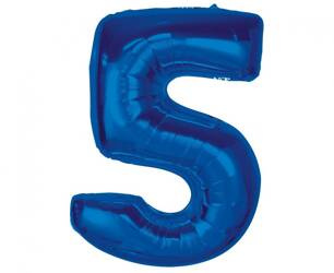 BALON FOLIOWY CYFRA 5 NIEBIESKA 92 CM