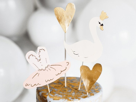 Toppery na tort Lovely Swan, 28,5cm (1 karton / 50 op.) (1 op. / 4 szt.)