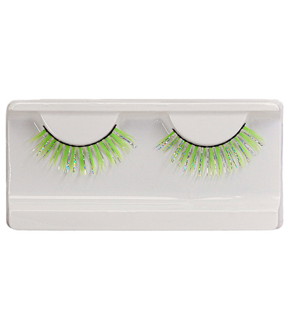 SZTUCZNE RZĘSY ZIELONE ZE SREBRNĄ LAMETĄ 