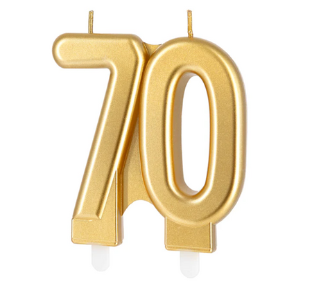 ŚWIECZKA URODZINOWA CYFRA 70 7,7 CM ZŁOTA 