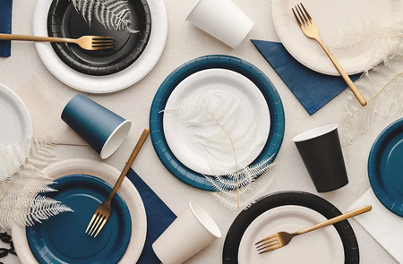 TALERZYKI PAPIEROWE GRANATOWY 18 CM 6 SZT