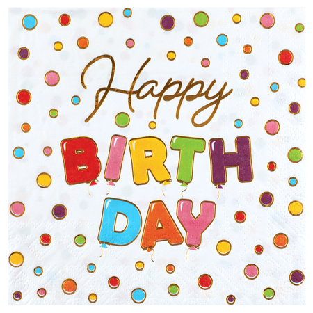 ZESTAW HAPPY BIRTHDAY KROPKI TALERZYKI+KUBECZKI+SERWETKI