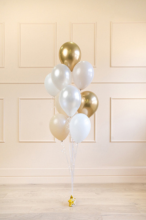 BALONY LATEKSOWE PASTELOWE BIAŁO-ZŁOTY MIX 10 SZT.