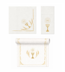 ZESTAW AIRLAID KOMUNIA BIEŻNIK+SERWETKI+SERWETKI NA SZTUĆCE