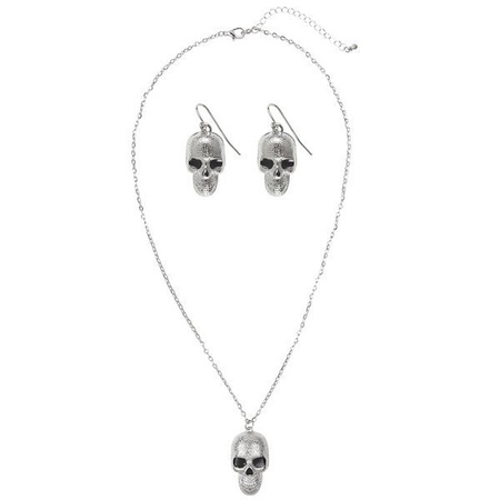 ZESTAW BIŻUTERII CZASZKA SREBRNA 