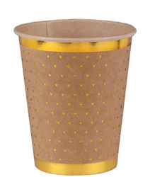 KUBECZKI PAPIEROWE ZŁOTE KROPKI KRAFT 270 ML 10 SZT