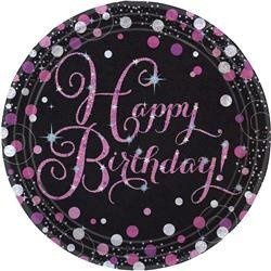 TALERZYKI PAPIEROWE URODZINY RÓŻOWE