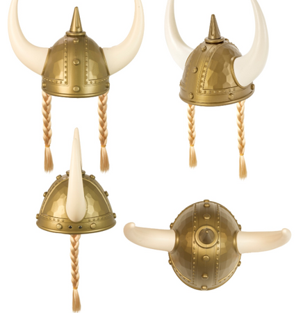 HEŁM WIKINGA ZŁOTY Z BIAŁYMI ROGAMI DLA DOROSŁYCH