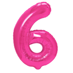 BALON FOLIOWY CYFRA 6 CIEMNORÓŻOWY 100 CM
