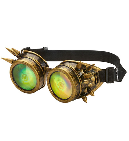 Pk 10 "SPIKED STEAMPUNK GOGGLES WITH HOLOGRAPHIC EYES"