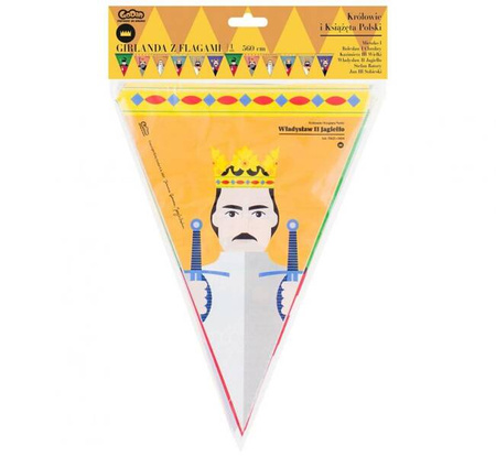 GIRLANDA Z FLAGAMI KRÓLOWIE I KSIĄŻĘTA POLSKI 360 CM