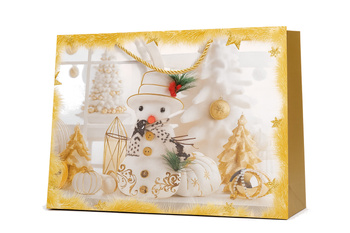 TORBA PREZENTOWA ZŁOTA BAŁWAN 26 X 32 X 10 CM