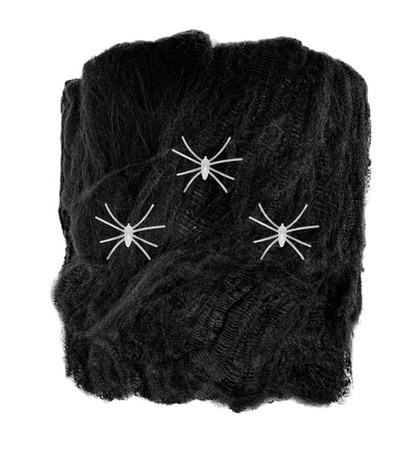 PAJĘCZYNA CZARNA Z 3 ŚWIECĄCYMI PAJĄKAMI HALLOWEEN