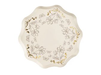 PAPIEROWE TALERZYKI KWIATKI BEŻOWE 20 CM 6 SZT