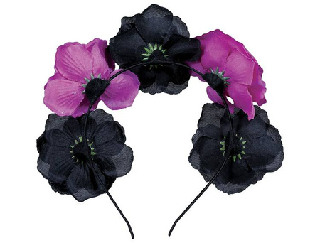 OPASKA KWIATY CZARNO-FIOLETOWE LOS MUERTOS