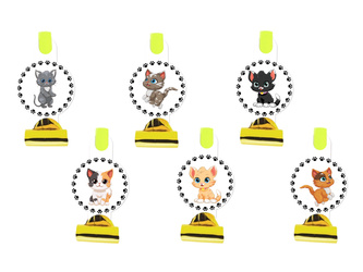 GWIZDKI TRĄBKI URODZINOWE KOTKI 6 SZT