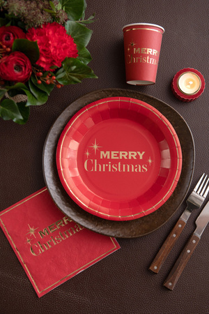 KUBECZKI PAPIEROWE CZERWONE MERRY CHRISTMAS 270 ML