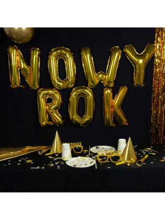 BALONY FOLIOWE LITERKI NOWY ROK 30 CM ZŁOTE