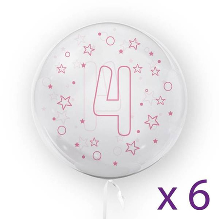ZESTAW 6 SZT. – "CYFRA 4 GWIAZDKI" RÓŻOWY 