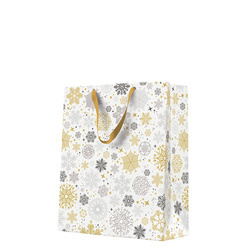 TORBA PAPIEROWA W SNIEŻYNKI 26,5 X 33,5 X 13 CM