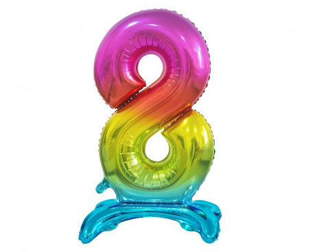 BALON FOLIOWY STOJĄCY 74 CM CYFRA 8 TĘCZA