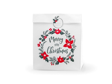 TOREBKI NA PREZENTY MERRY CHRISTMAS BIAŁE