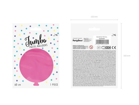 BALON LATEKSOWY 60 CM OKRĄGŁY PASTEL FUKSJA