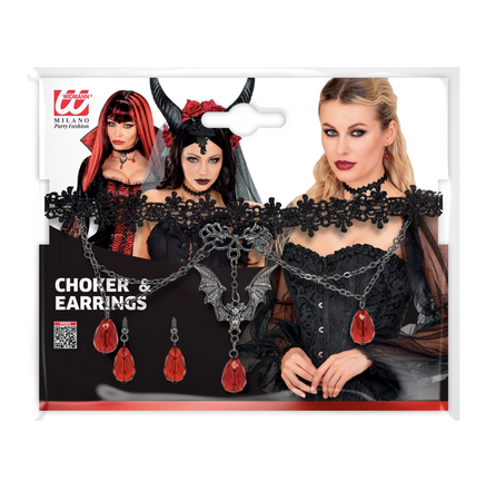 CHOKER I KOLCZYKI W STYLU GOTYCKIM