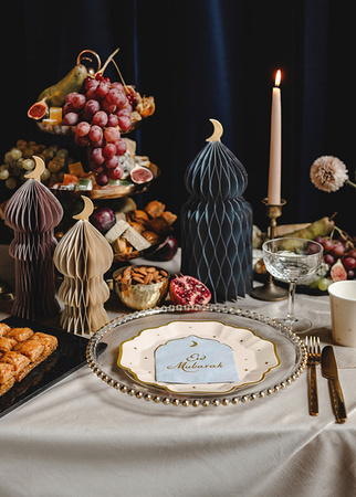 Dekoracje papierowe honeycomb Eid Mubarak 22.5-33.5cm (1 op. / 4 szt.)