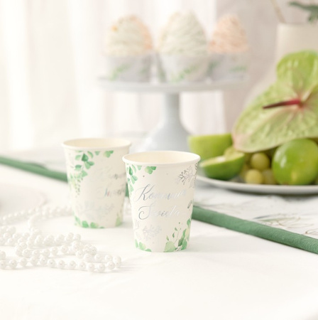 KUBECZKI KOMUNIA ŚWIĘTA EUKALIPTUS SREBRNE 220 ML 6 SZT. IHS