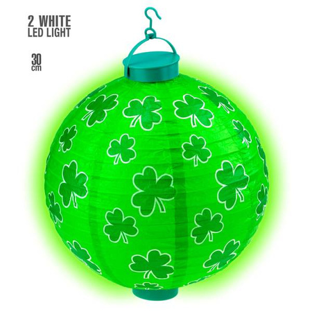 LAMPIONCINO LUMINOSO FESTA DI SAN PATRIZIO CON 2 LUCI LED BIANCHE 30 cm