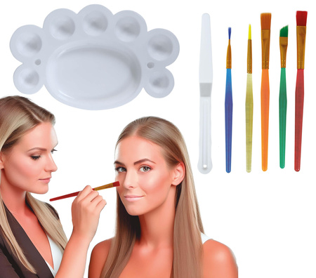 ZESTAW DO MALOWANIA 5 PĘDZLI PALETA I SZPACHELKA