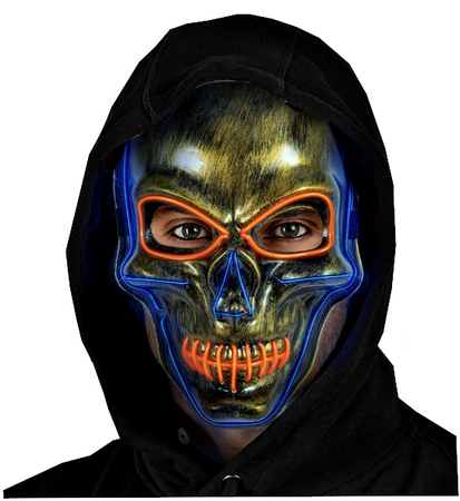 ZŁOTA MASKA CZASZKA LED