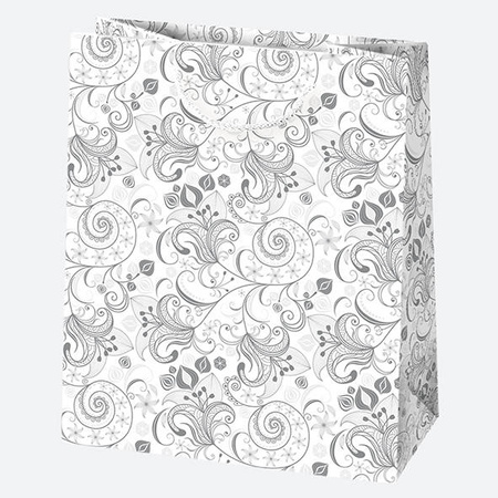 TORBA NA PREZENTY SREBRNE LILIE 19X23X10,5 CM