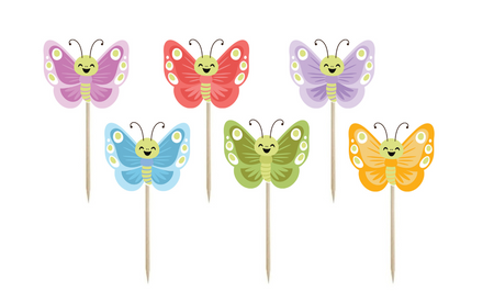 PIKERY NA TORT WIOSENNE MOTYLKI 6 SZT