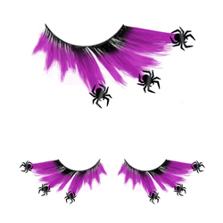 SZTUCZNE RZĘSY FIOLETOWE Z PAJĄKAMI HALLOWEEN