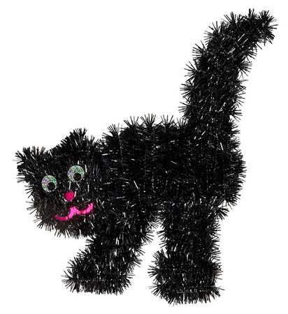 GATTO NERO IN FILI DI LAME' 30 x 36 cm