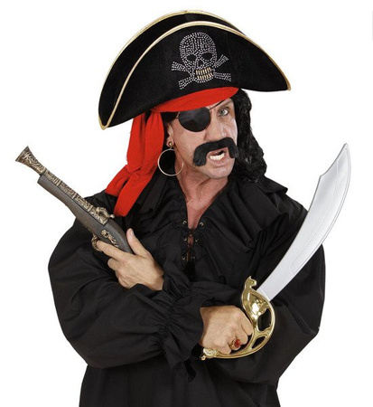 CZAPKA Z CEKINOWĄ CZASZKĄ PIRATA Z SZARFĄ 