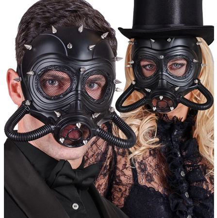 MASKA HALLOWEENOWA CZARNA Z KOLCAMI 